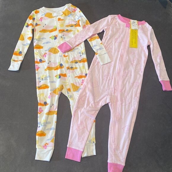 Kids Toddler Cat & Jack 2 Pack Footless Sleep Suit Pajamas Onsie Size 24M NWT - Picture 1 of 9